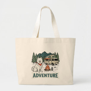 Für Abenteuer geschaffener Samojede-Hund Jumbo Stoffbeutel