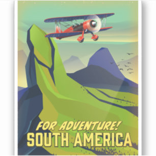 Für Abenteuer, Südamerika-Reiseplakat Aufkleber