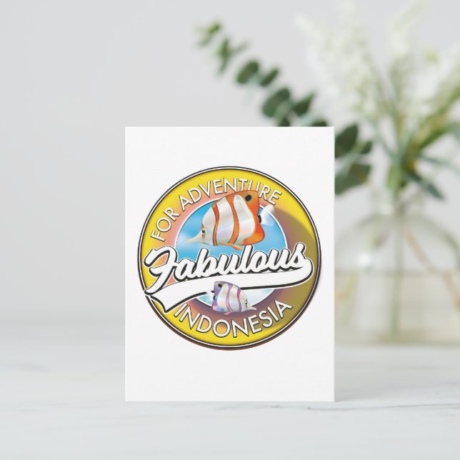 Für Adventure Fabulous Indonesia Logo Postkarte (Stehend Vorderseite)