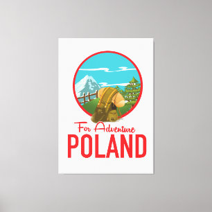 Für Adventure Poland Reiselogo Leinwanddruck