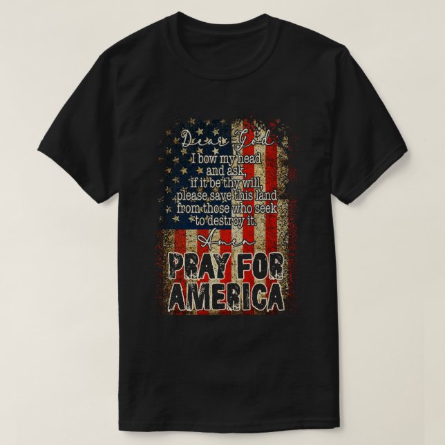 Für Amerika Christliches amerikanisches Flaggengeb T-Shirt (Design vorne)
