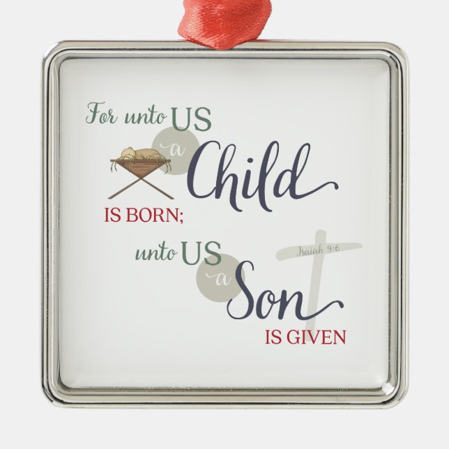 Für an uns ist ein Kind geboren Silbernes Ornament (Vorne)