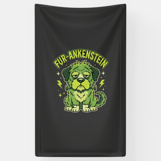 Fur-Ankenstein Lustiger Frankenstein Hund Hallowee Banner (Vertikal)