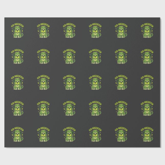 Fur-Ankenstein Lustiger Frankenstein Hund Hallowee Geschenkpapier (Flach)