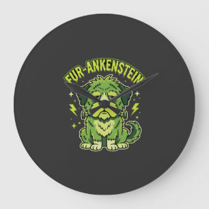 Fur-Ankenstein Lustiger Frankenstein-Hund Hallowee Große Wanduhr
