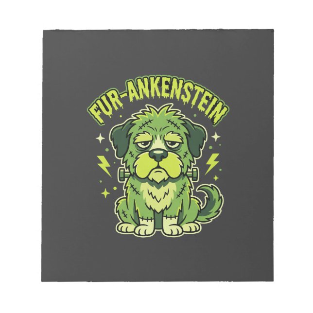 Fur-Ankenstein Lustiger Frankenstein Hund Hallowee Notizblock (Vorderseite)