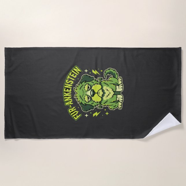 Fur-Ankenstein Lustiger Frankenstein-Hund Hallowee Strandtuch (Vorderseite)