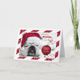 für Au Pair Christmas Bulldog Feiertagskarte
