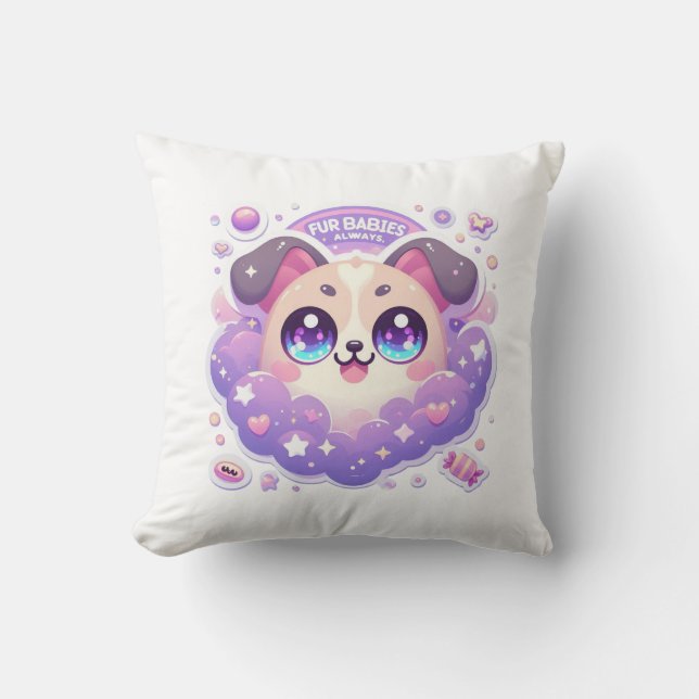 Fur Babys immer Niedliche Welpenwirbel Kissen (Vorderseite)