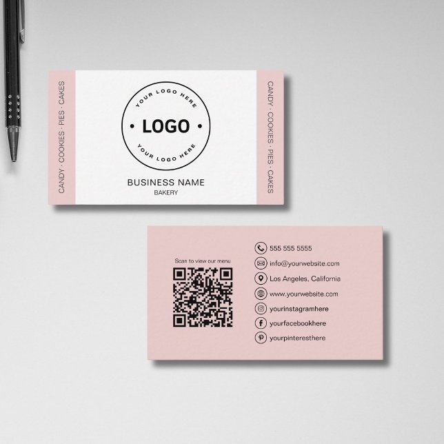 Für Bäckereien angepasster QR-Code Rosa Visitenkarte (Von Creator hochgeladen)