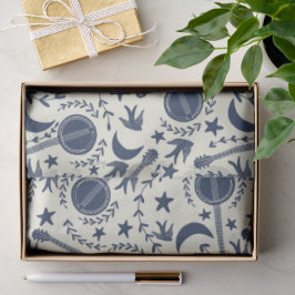 Für Banjo Spieler Muster Blue und Cream Folk Art Seidenpapier