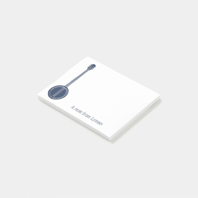 Für Banjo Spieler Navy Blue Personalisiert Post-it Klebezettel (angewinkelt)