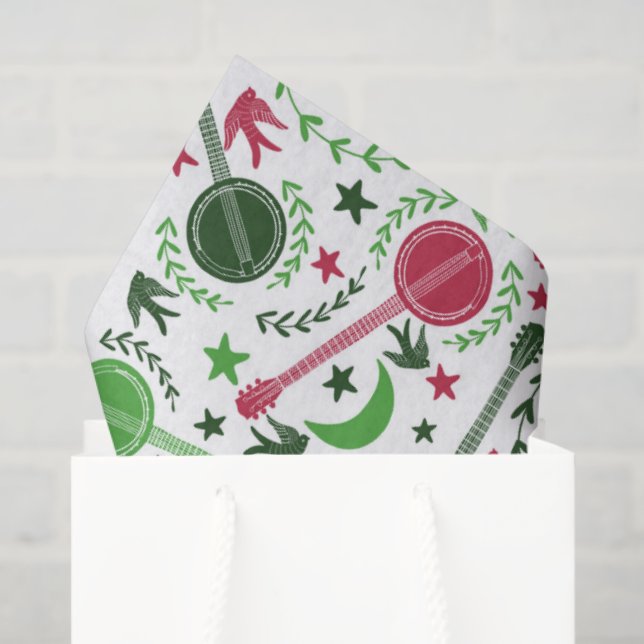 Für Banjo Spieler Weihnachts Folklorekunst Muster Seidenpapier (Geschenktüte)