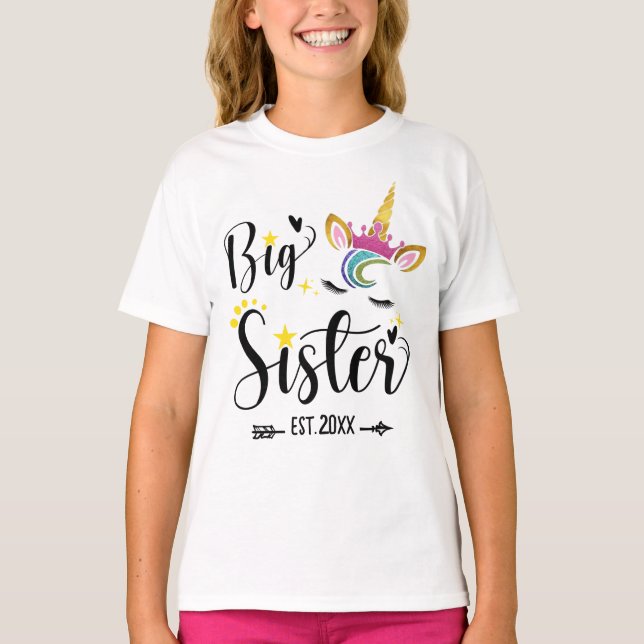 Für Big Sister Est 2022 Unicorn T-Shirt (Vorderseite)