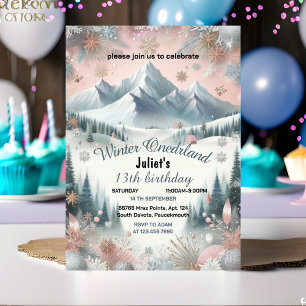 für blauer Schnee Winter Onederland 13. Geburtstag Einladung