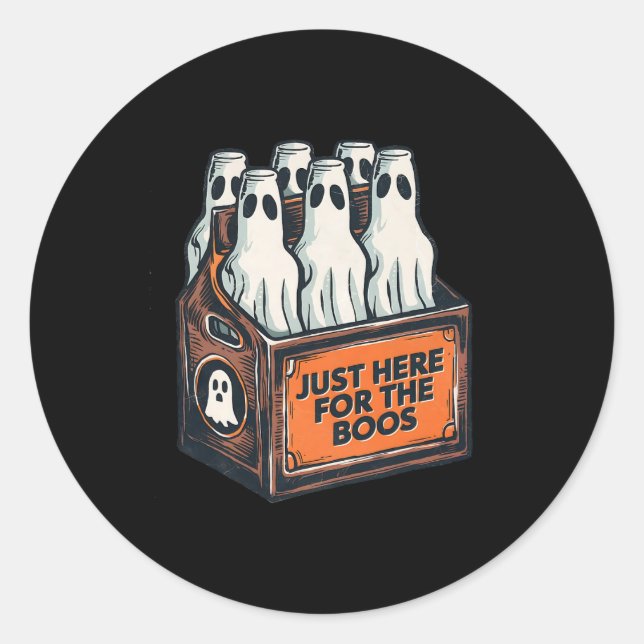 Für Boos Halloween 6 Pack Booze Ghost Beer Bot Runder Aufkleber (Vorderseite)