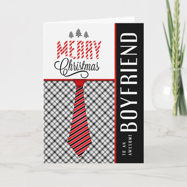 für Boyfriend MerChristmas Masculine Necktie Feiertagskarte (Vorderseite)