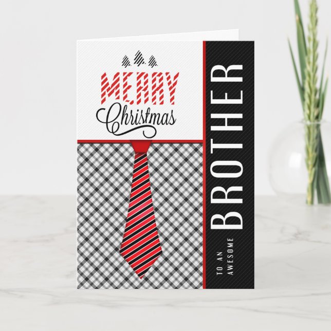 für Brother Frohe Weihnachtsmasculine Necktie Feiertagskarte (Vorderseite)