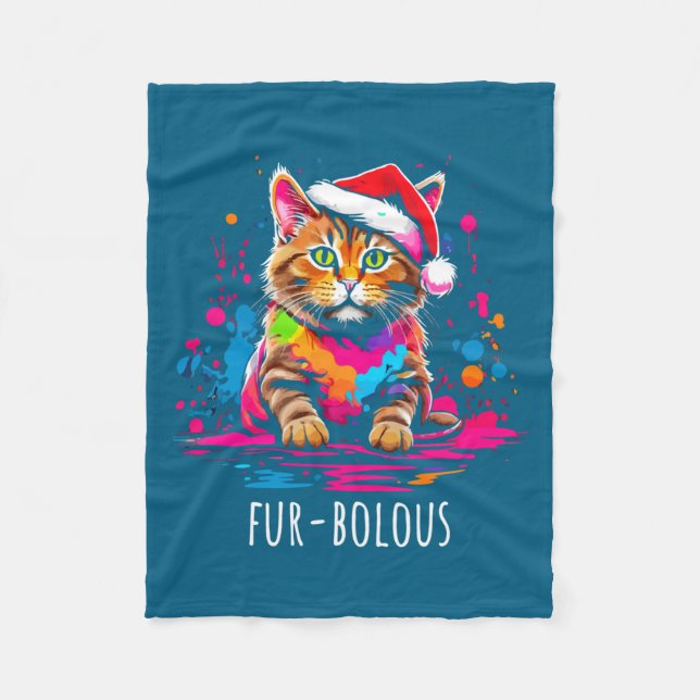 Fur-bulous Cute Cat Christmas Party Holiday Kitten Fleecedecke (Vorderseite)