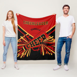 Für Cheerleader 📣 - Dunkelrot, Gold und Schwarz Fleecedecke