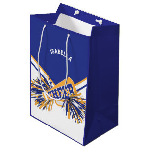 Für Cheerleadern - Weiß, Blau und Gold - Medium Mittlere Geschenktüte