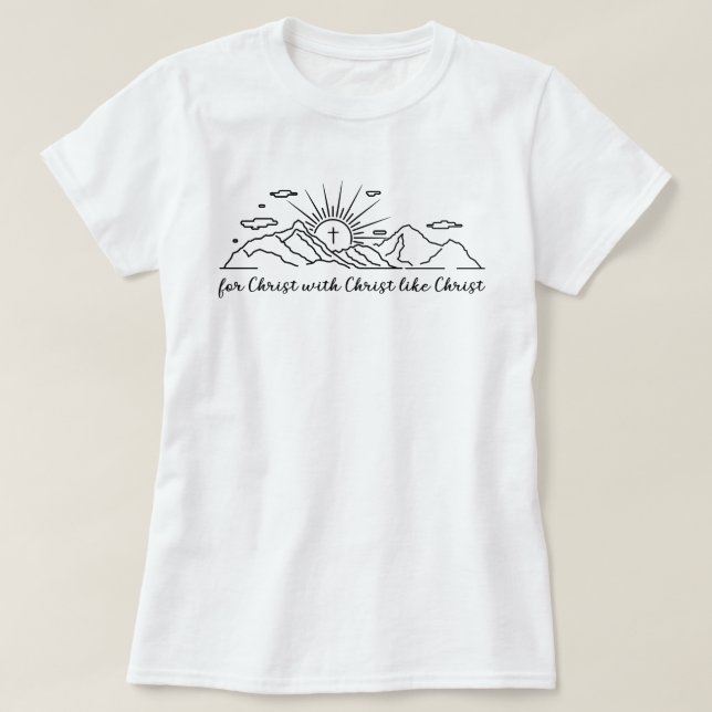 Für Christus mit Christus wie Christus katholisch T-Shirt (Design vorne)