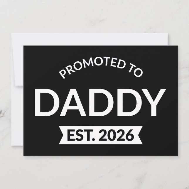 Für Daddy Est befördert. 2026 Einladung (Vorderseite)