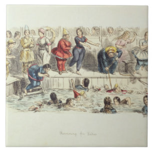 Für Damen schwimmen, 1844 (litho) Fliese