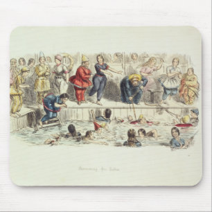 Für Damen schwimmen, 1844 (litho) Mousepad