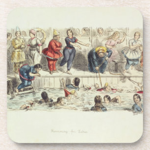 Für Damen schwimmen, 1844 (litho) Untersetzer