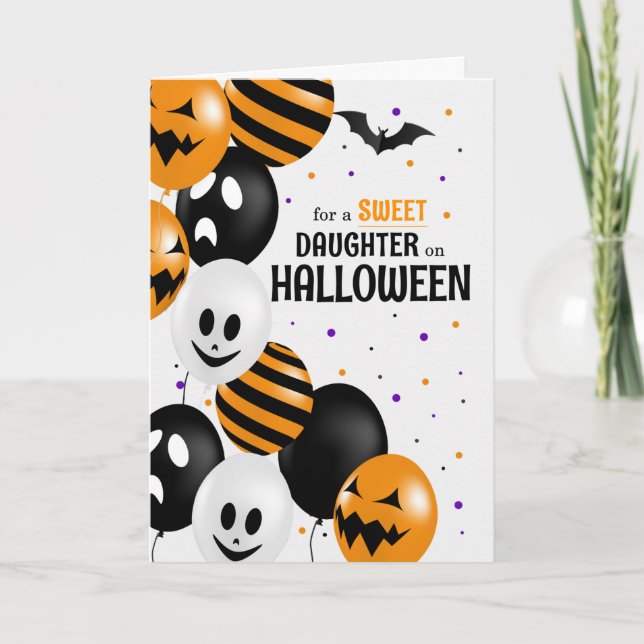 für Daughter Balloons Polka Dots Halloween Karte (Vorderseite)