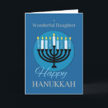 Für Daughter Hanukkah Menorah auf dunkelblau Karte<br><div class="desc">Dies ist eine schöne Karte,  die Sie überraschen können eine wunderbare Tochter mit,  sobald die Hanukkah Urlaub endlich ankommen. Die Innen teilen sich eine der aufrichtigsten Botschaften für sie,  während die Außen eine Menorah zeigt.</div>