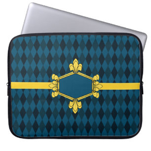 Fur de lis, Gold, blauer Diamant, Initialen/Name h Laptopschutzhülle