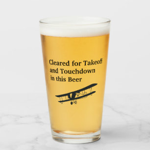 Für den Abflug freigegeben & Bier, Lustiger Flugwi Glas