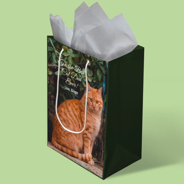 Für den besten Cat Vater je benutzerdefiniertes Fo Mittlere Geschenktüte (Von Creator hochgeladen)