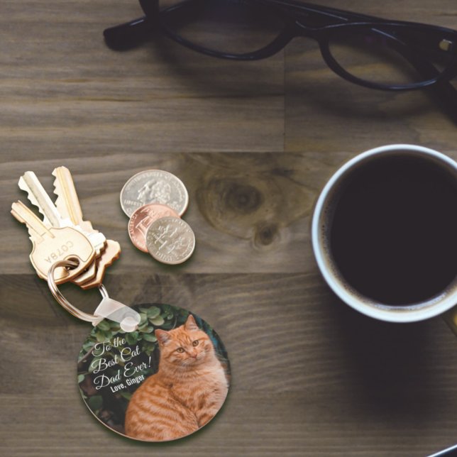 Für den besten Cat Vater je benutzerdefiniertes Fo Schlüsselanhänger (Von Creator hochgeladen)