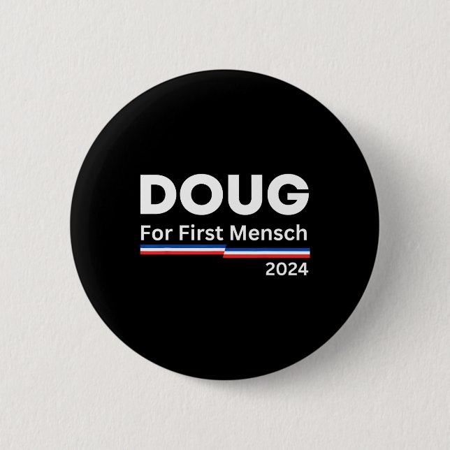 Für den ersten Mensch Yiddish Pun Kamala Harris He Button (Vorderseite)