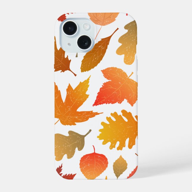 Für den Herbst schwärmen – Cozy Leaf-Muster iPhone 15 Hülle (Rückseite)