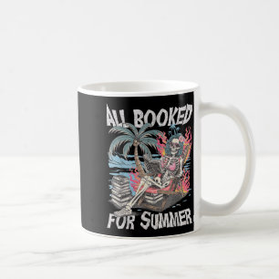 Für den Sommer gebucht Lustiges Skelett Strandlese Kaffeetasse
