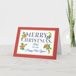 Für den Vater, Poinsettias, Holly, Ivy Weihnachten Karte