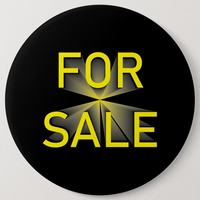 für den Verkauf gelb schwarz Button (Vorderseite)