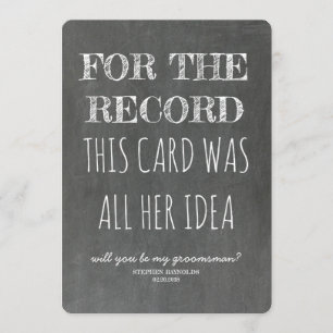 Für den Vorschlag zum Trauzeuge "Rekord" Einladung