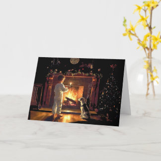 Für den Weihnachtsmann durch das Feuer gewartet Karte