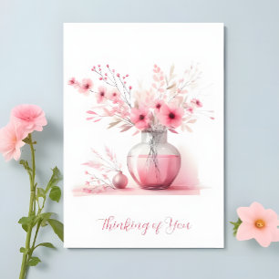 Für Dich gedachter rosa Vasen-Blumen-Trost Karte