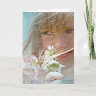 Für Dich Mädchen mit Gänseblümchen Karte