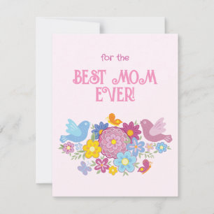 Für die beste Mama je Blume und Schmetterling, Vög Feiertagskarte