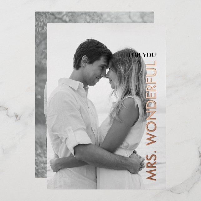 Für die Ehefrau am Valentinstag, individuelle Foto Folieneinladung (Vorderseite/Rückseite)