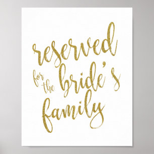 Für die Familie der Braut reserviertes 8x10 Schild