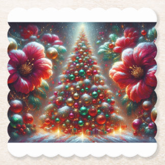Für die Feiertage Sechs Weihnachtsbaum-Papierunter Untersetzer