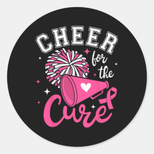 Für die Heilung Niedlichen Cheerleader Pink Ribbon Runder Aufkleber